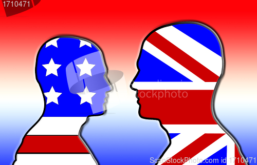 Image of American And UK Flag Heads