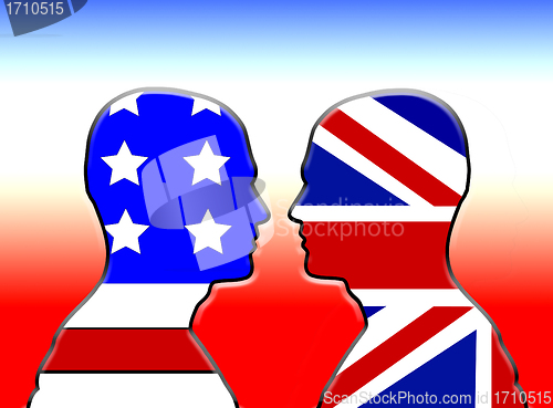 Image of American And UK Flag Heads