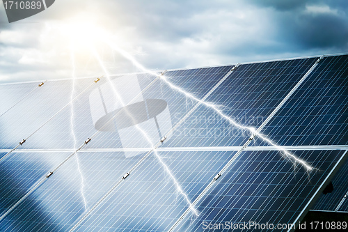 Image of abstract concept of power plant using renewable solar energy