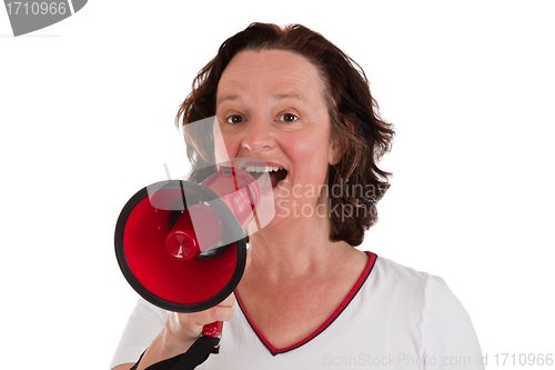 Image of Woman with bullhorn