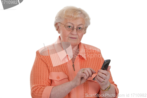 Image of Grandma writing SMS