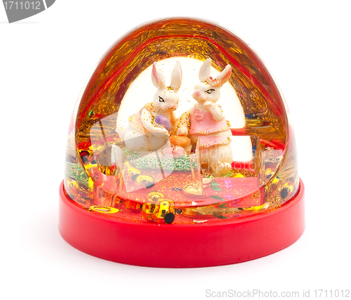 Image of Christmas toy with two rabbits