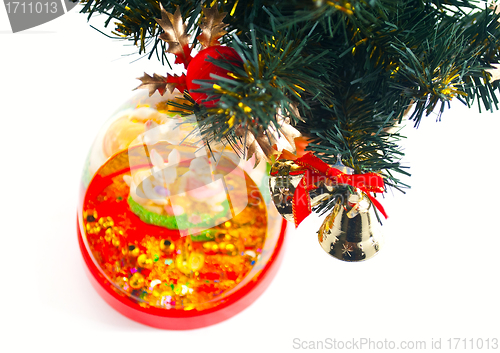 Image of Two rabbit under the Christmas tree