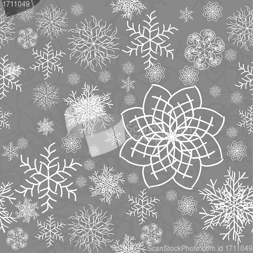 Image of Abstract Seamless Snowflake gray Pattern