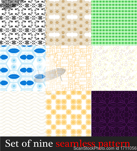 Image of Set nine seamless patterns