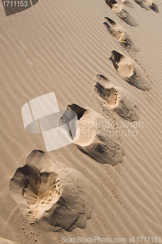 Image of footprints across sand dunes