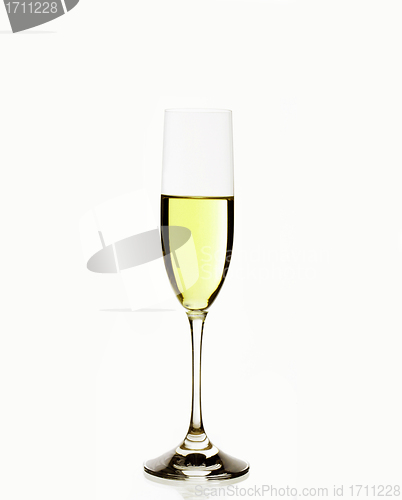 Image of A glass of champagne, isolated on a white background.