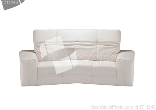 Image of Image of a modern white leather sofa isolated