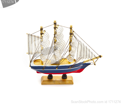 Image of Wooden ship toy model isolated