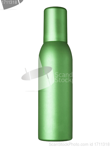 Image of Render of a metallic spray bottle over white
