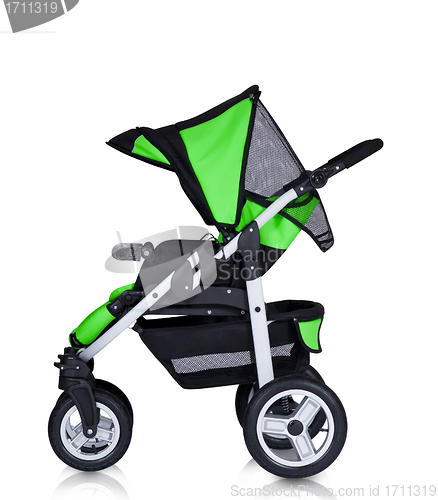 Image of A modern pram isolated against a white background