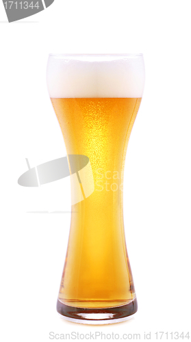 Image of Glass of beer close-up with froth