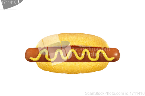 Image of Freshly  hot dog with yellow mustard