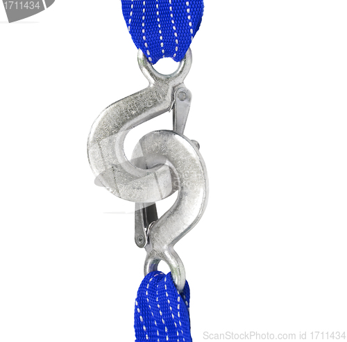 Image of Two carabiners with knotted ropes