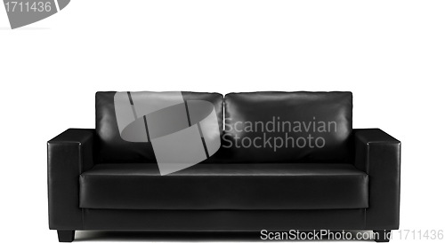 Image of modern black leather sofa isolated