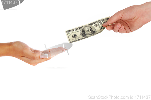 Image of Hand giving money to other hand