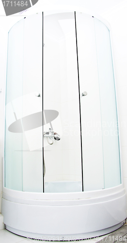 Image of modern glass shower cabin