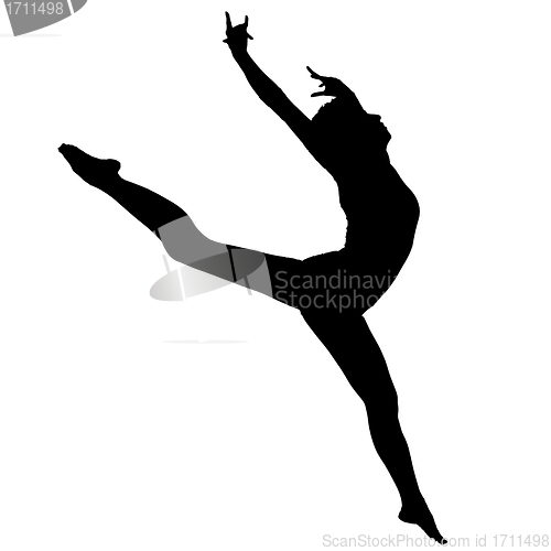 Image of Black silhouette the ballerina on a white background