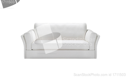 Image of Image of a modern white leather sofa isolated