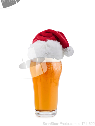 Image of Santa Claus hat with beer