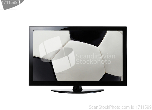Image of Soccer on TV concept - isolated on white