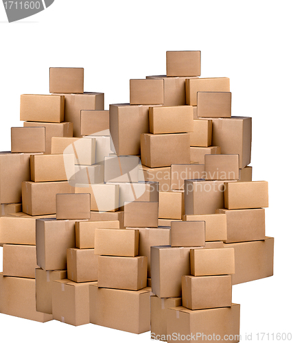 Image of piles of cardboard boxes on a white background