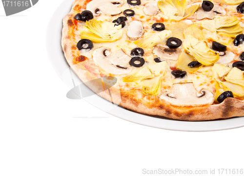 Image of Pizza with olives and mushrooms