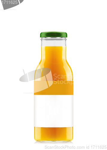 Image of Orange juice in glass bottle