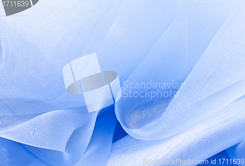 Image of close up of blue silk textured
