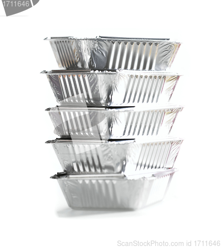 Image of Stack Of Foil Take Away Containers