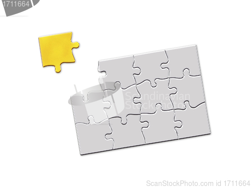 Image of Jigsaw puzzle with a missing golden piece to complete