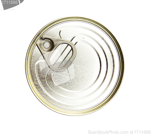 Image of Top of an unopened soda can on a white background