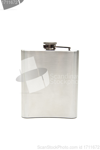 Image of Stainless hip flask isolated