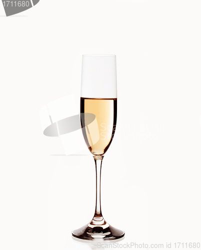 Image of A glass of champagne, isolated on a white background.