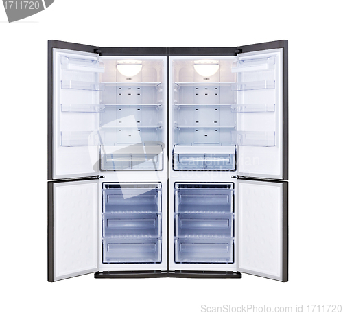 Image of modern refrigerator with open doors