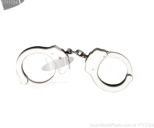 Image of Metal handcuffs for hands on a white background