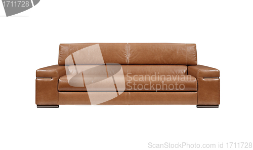 Image of brown leather sofa isolated