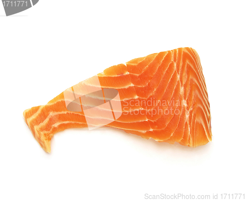 Image of fresh salmon steak over white background