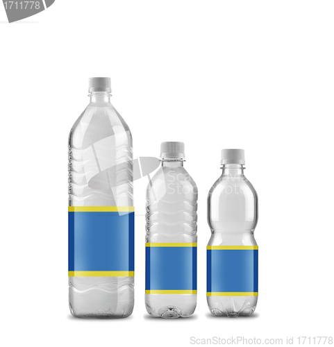 Image of Bottled water in 5 sizes isolated