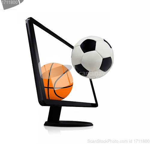 Image of basketball with football computer on a white background