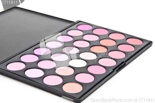 Image of Makeup set. Professional multicolor eyeshadow palette