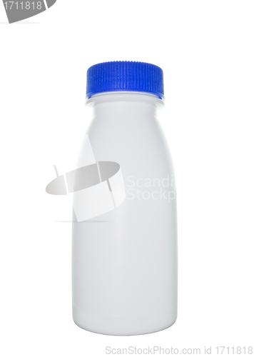 Image of milk bottle with blue cap