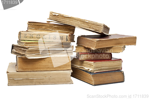 Image of Set of old vintage books isolated on white background