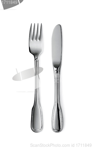 Image of Fork and knife isolated