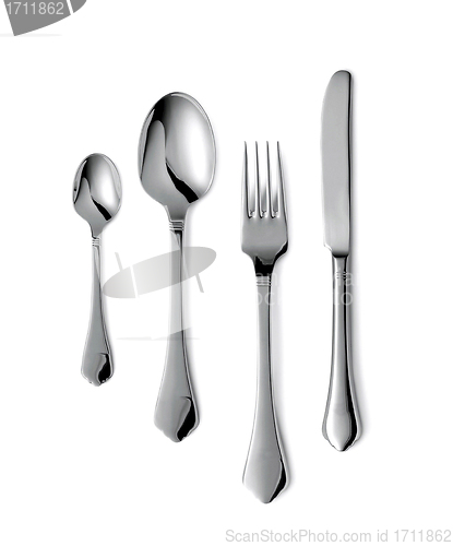 Image of Fork spoon and knife isolated