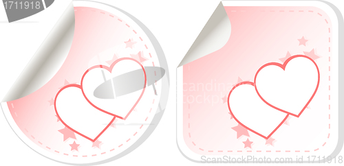 Image of set of two love valentines heart label. sticker vector