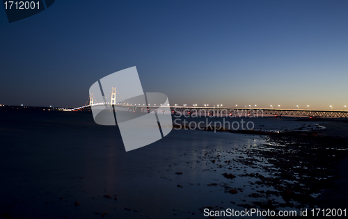 Image of Mackinaw City Bridge Michigan Night shot photograph