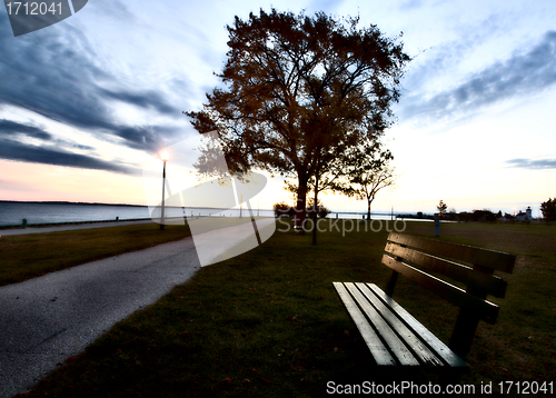 Image of Bench and Street Light