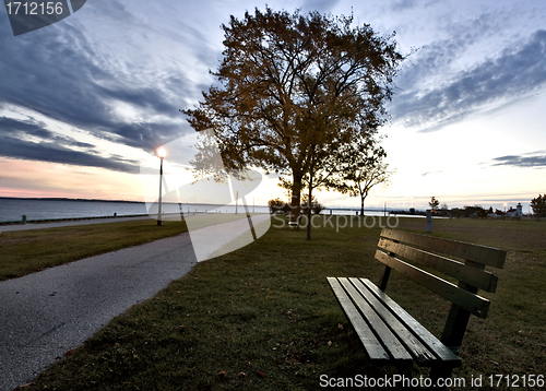 Image of Bench and Street Light