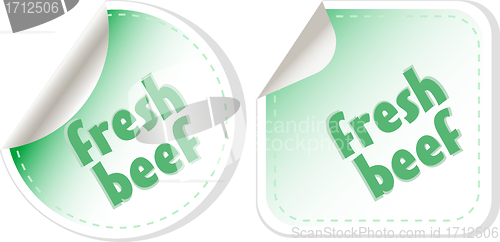 Image of Fresh beef for steak green stickers set